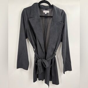 Level 99 Belted Faux Suede Blazer Women’s Size Large Pockets Open Front